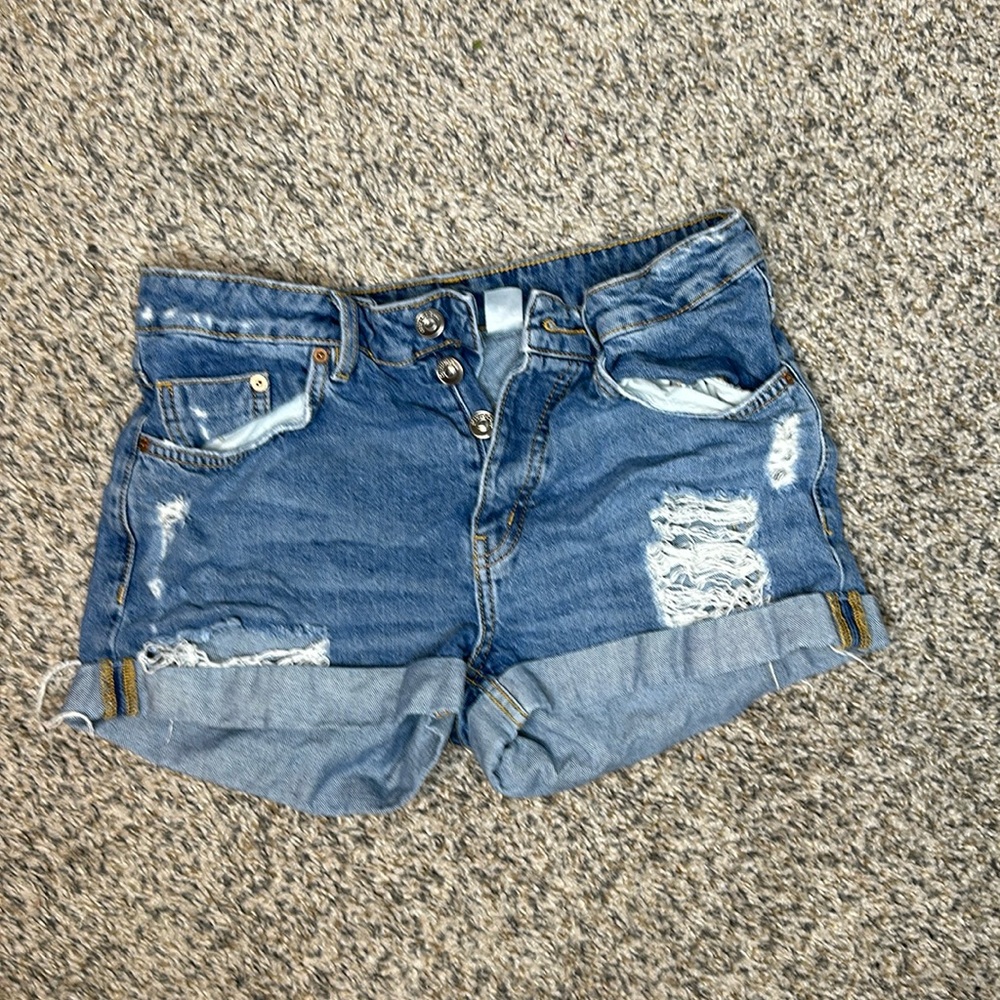 Ripped Blue Jean shorts